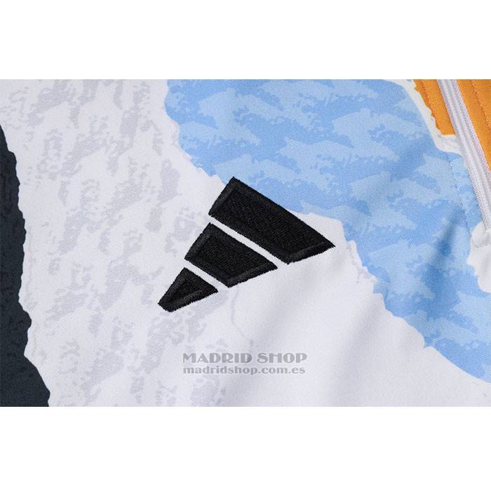 Chandal de Sudadera del Real Madrid Nino 2024-2025 Blanco y Amarillo
